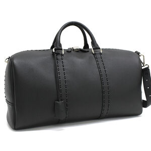 Fendi Duffle Bag Boston Selleria Leather Black